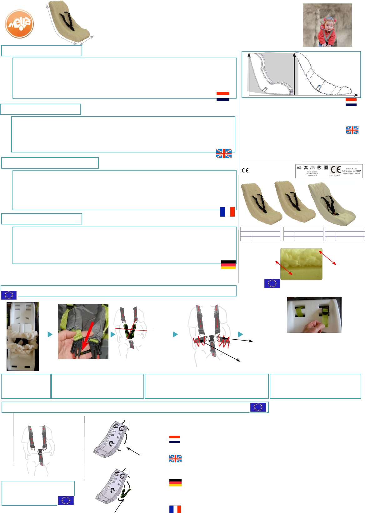 Handleiding Melia Babyschaal voor fietskar (pagina 1 van (Nederlands, Duits, Engels, Frans)