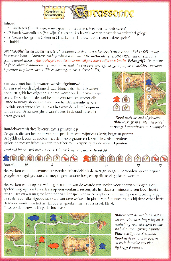 Prematuur breedte Stimulans Handleiding 999 games Carcassonne - Kooplieden en Bouwmeesters (pagina 1  van 2) (Nederlands)