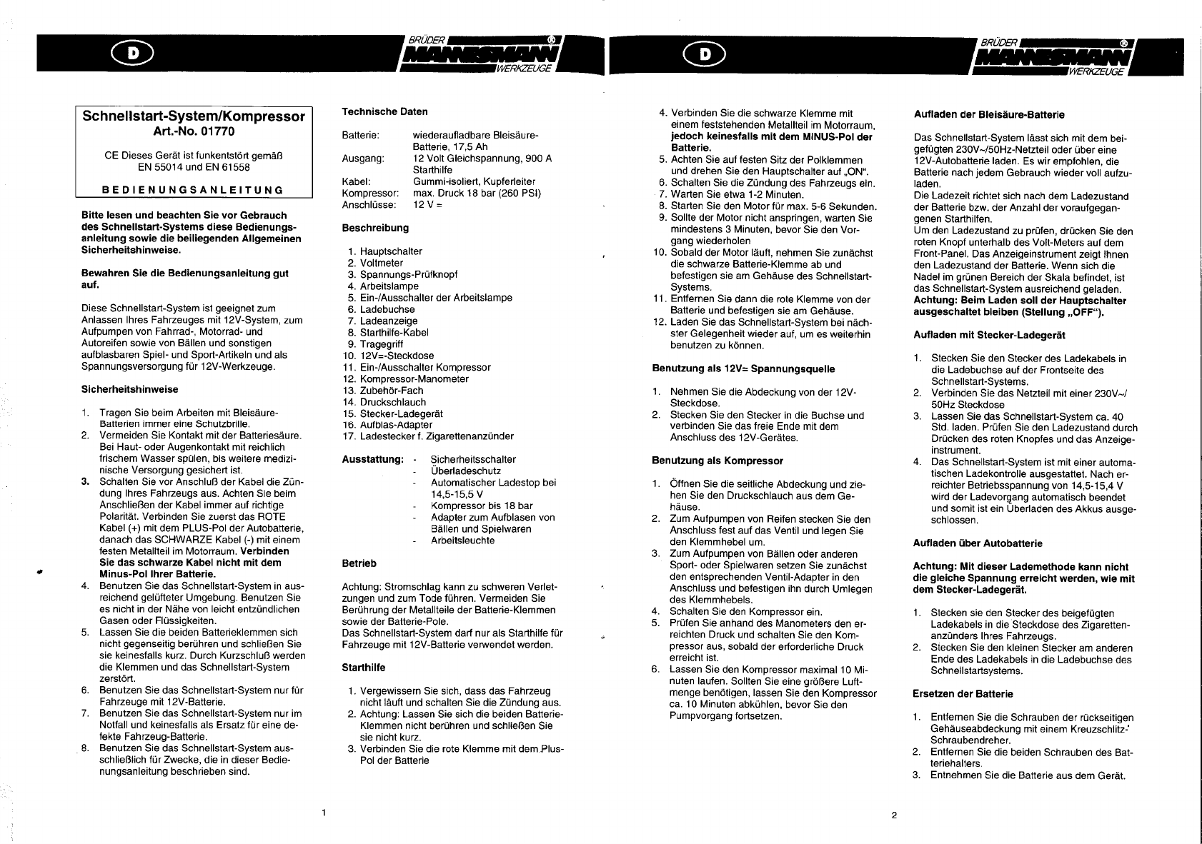 Handleiding Bruder Mannesmann 01770 Kompressor (pagina 3 van 4) (Duits)