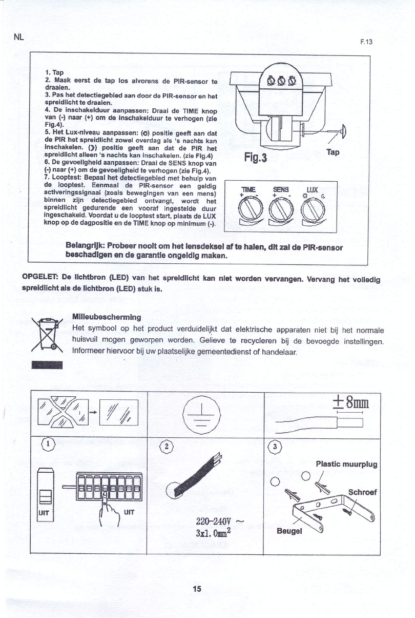 Handleiding Sencys Led met bewegingsensor (pagina van