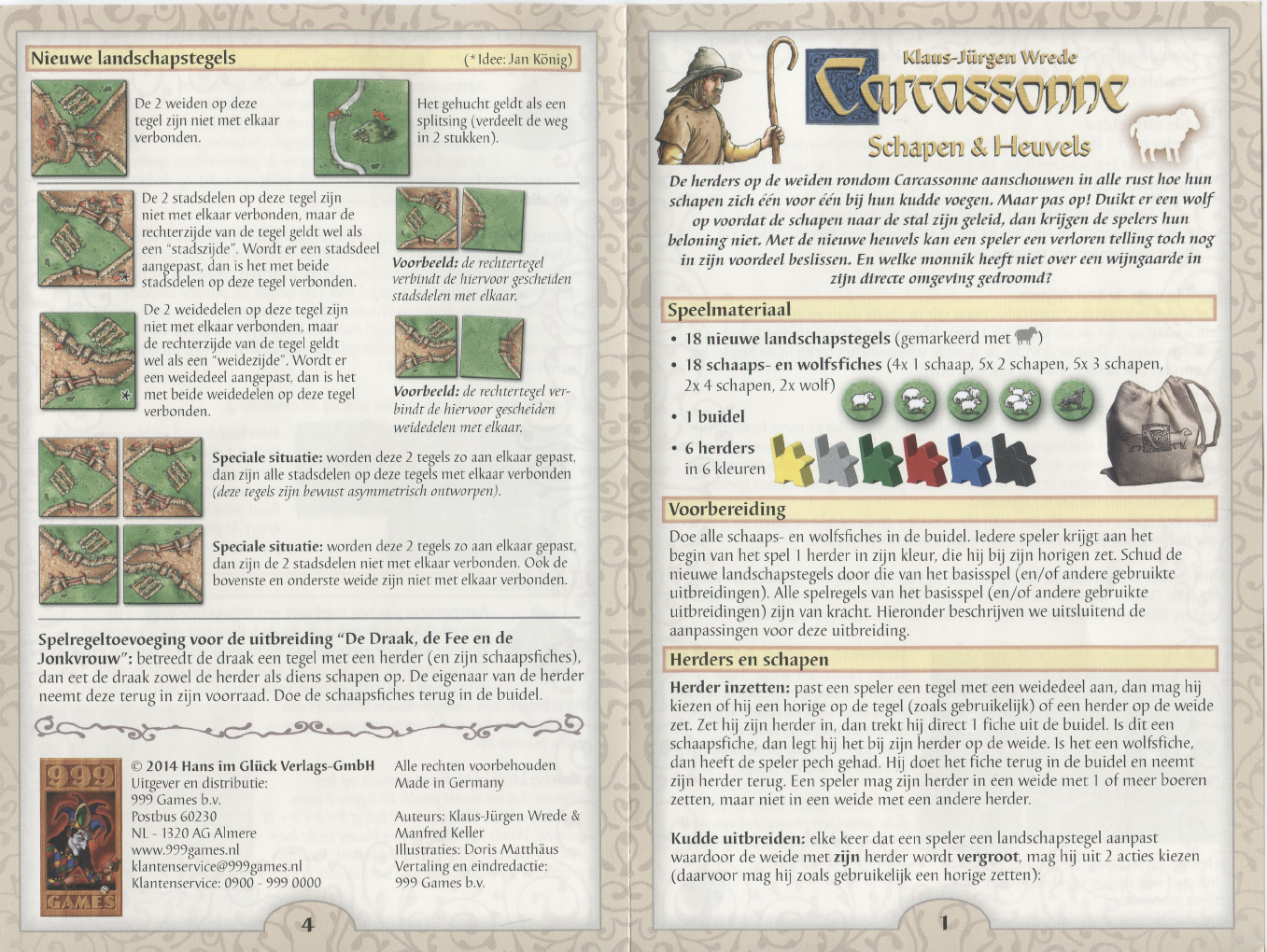 Ventileren Doe mijn best Onschuld Handleiding 999 games Carcassonne - Schapen en Heuvels (pagina 1 van 2)  (Nederlands)