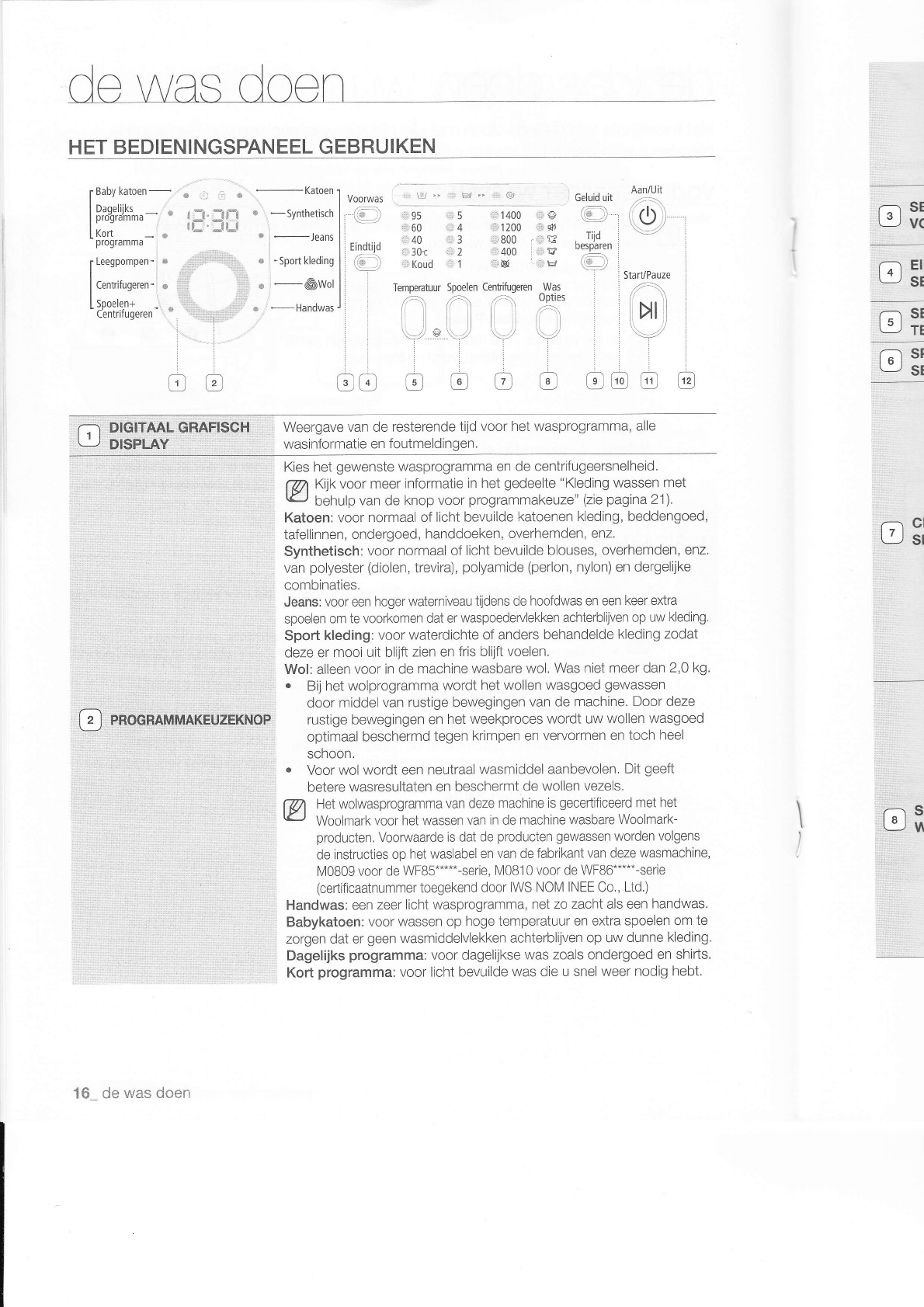 achterzijde overspringen spanning Handleiding Samsung wf 8604 afv (pagina 14 van 31) (Nederlands)