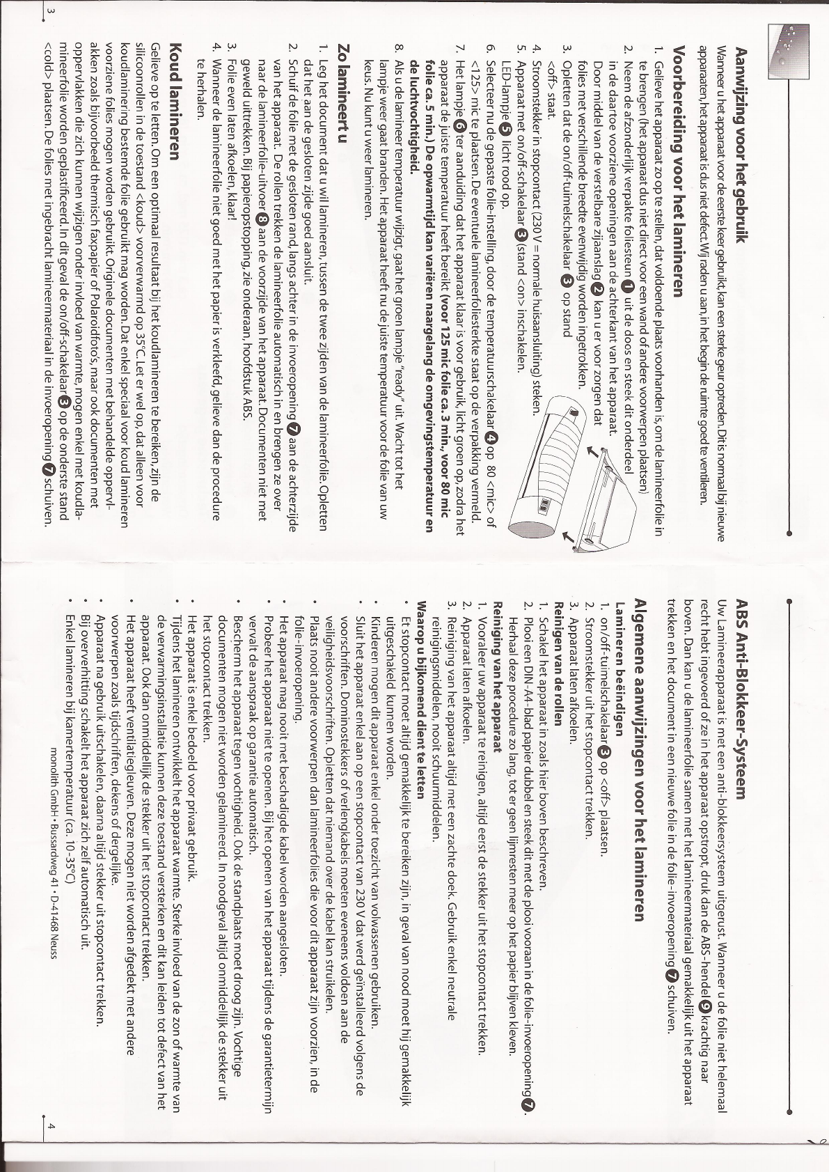 Handleiding A4 Lamineerapparaat 12 (pagina 1 van 2) (Nederlands)