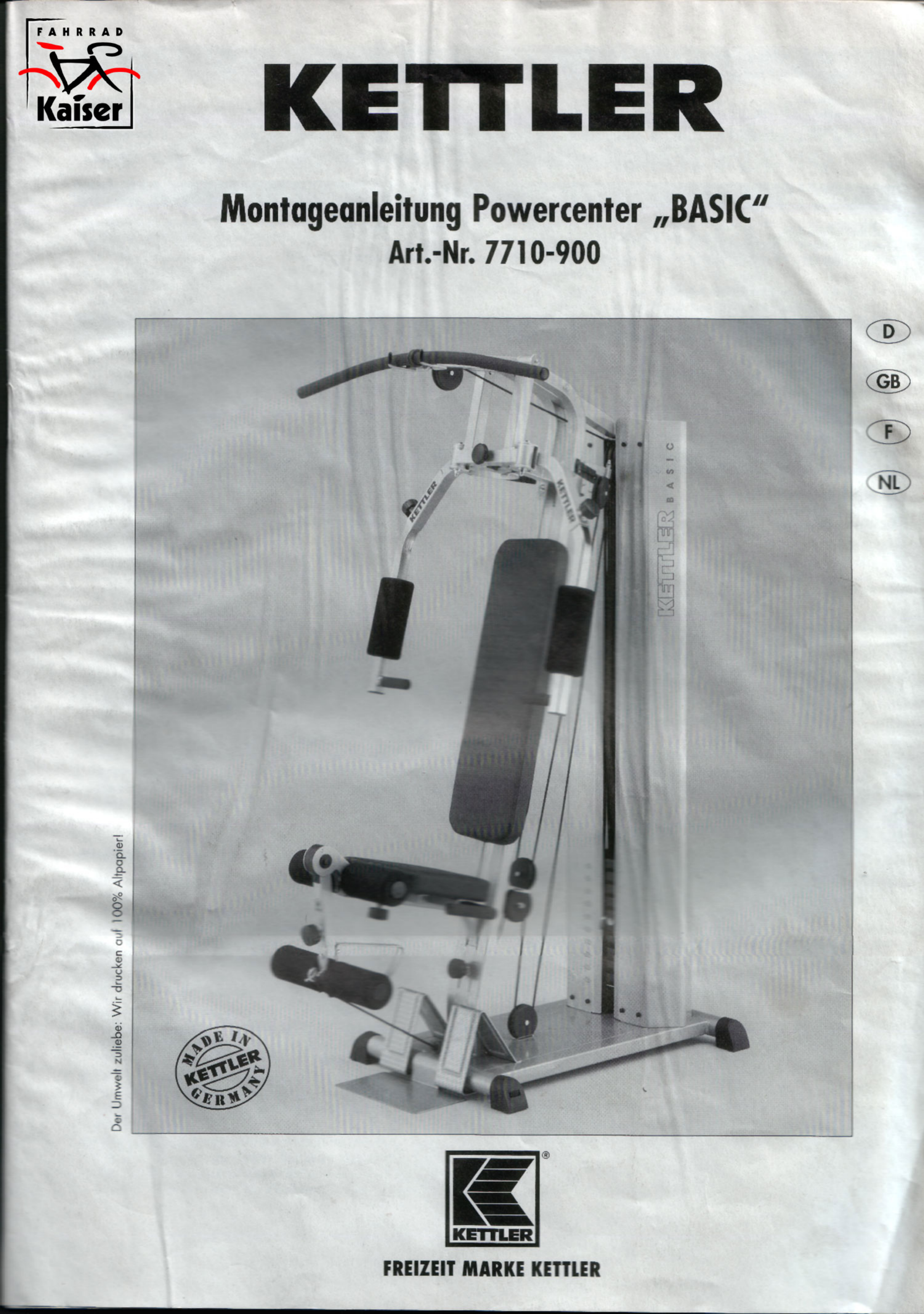 Legende Componeren ventilator Handleiding Kettler Basic - 7710-900 (pagina 1 van 16) (Duits)