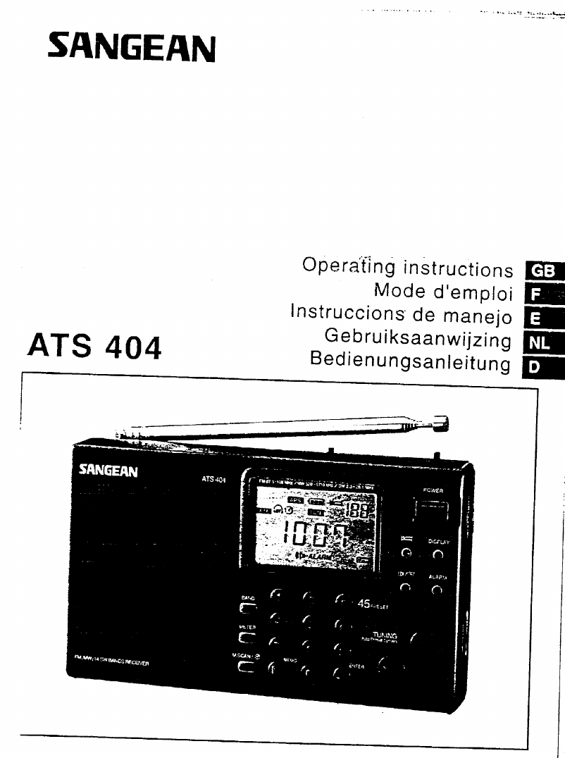 Handleiding Sangean ATS404 (pagina 1 van 11) (Deutsch)