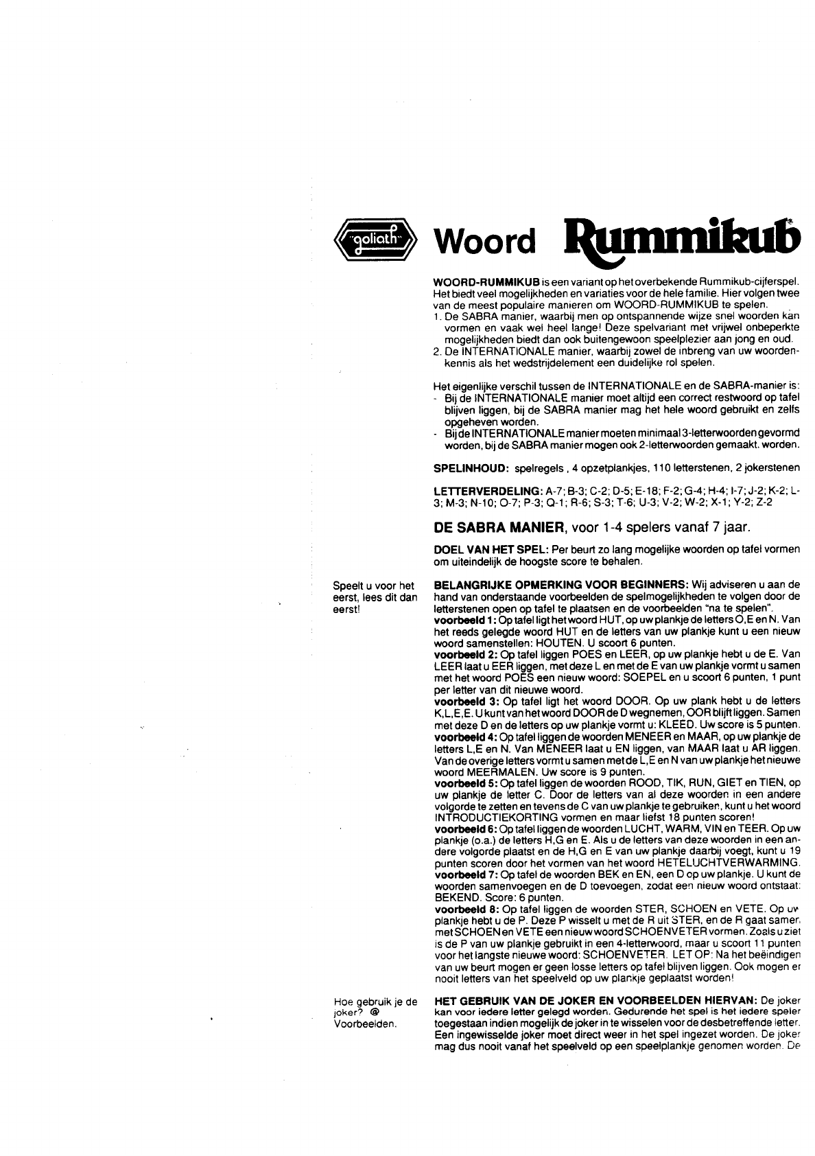 Plantage deeltje Enten Handleiding Goliath rummikub woord (pagina 1 van 6) (Nederlands)