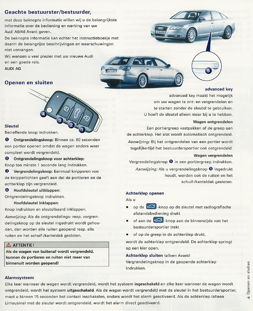 Gezichtsvermogen hoeveelheid verkoop moord Handleiding Audi A6 Avant (pagina 3 van 9) (Nederlands)