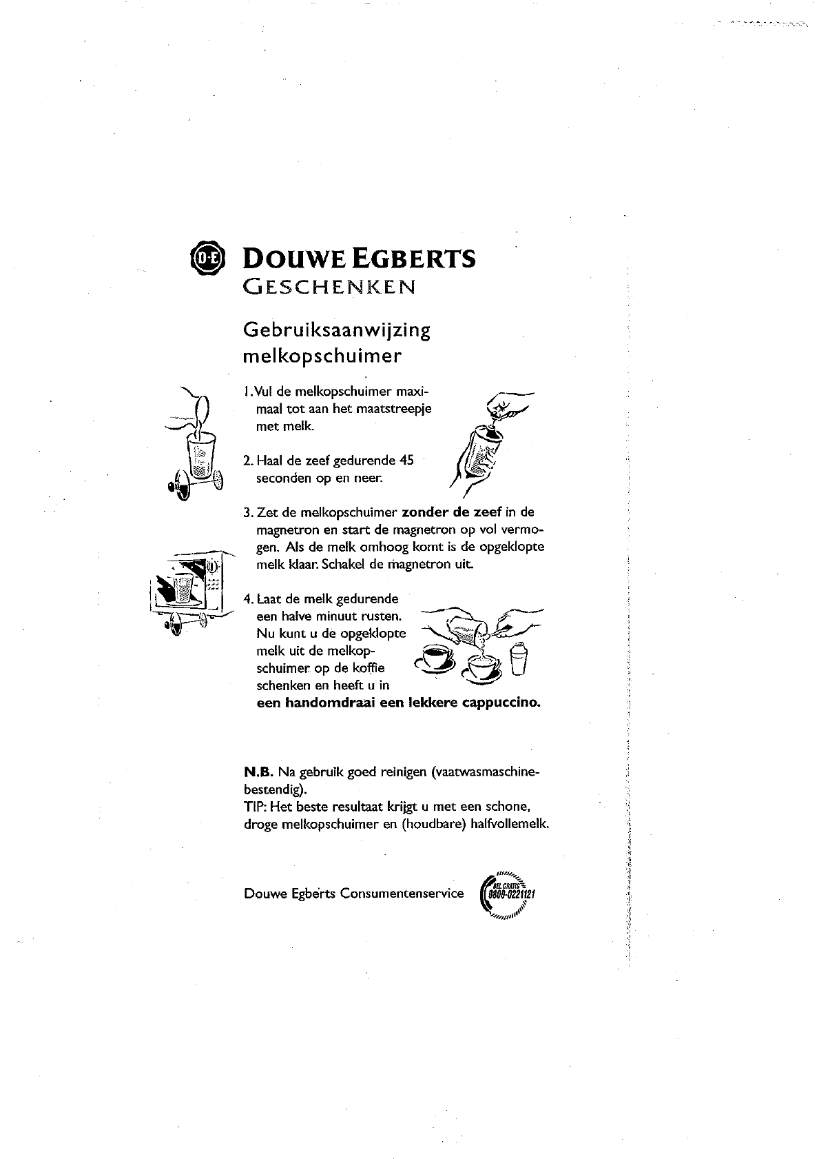 Boek segment attent Handleiding Douwe Egberts Melkopschuimer (pagina 1 van 1) (Nederlands)