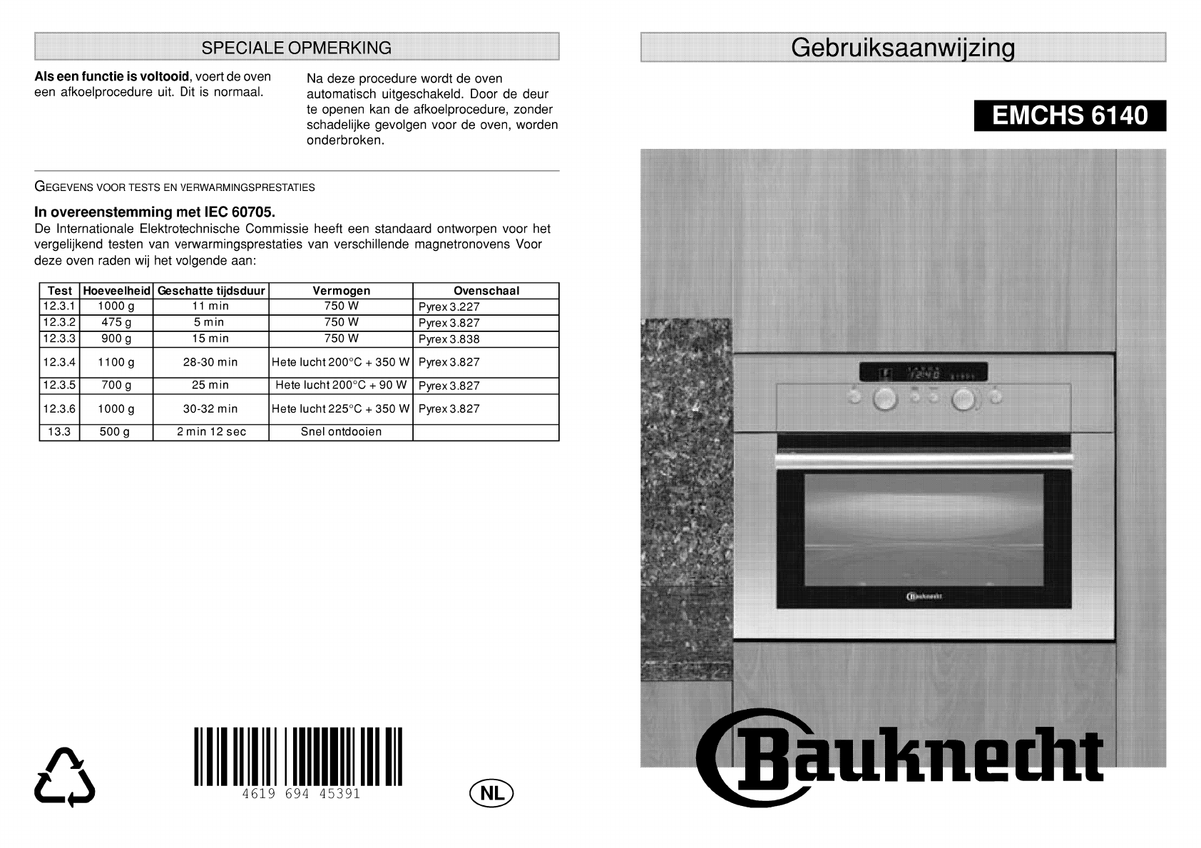 milieu De eigenaar bouw Handleiding Bauknecht EMCHS 6140 (pagina 3 van 10) (Nederlands)