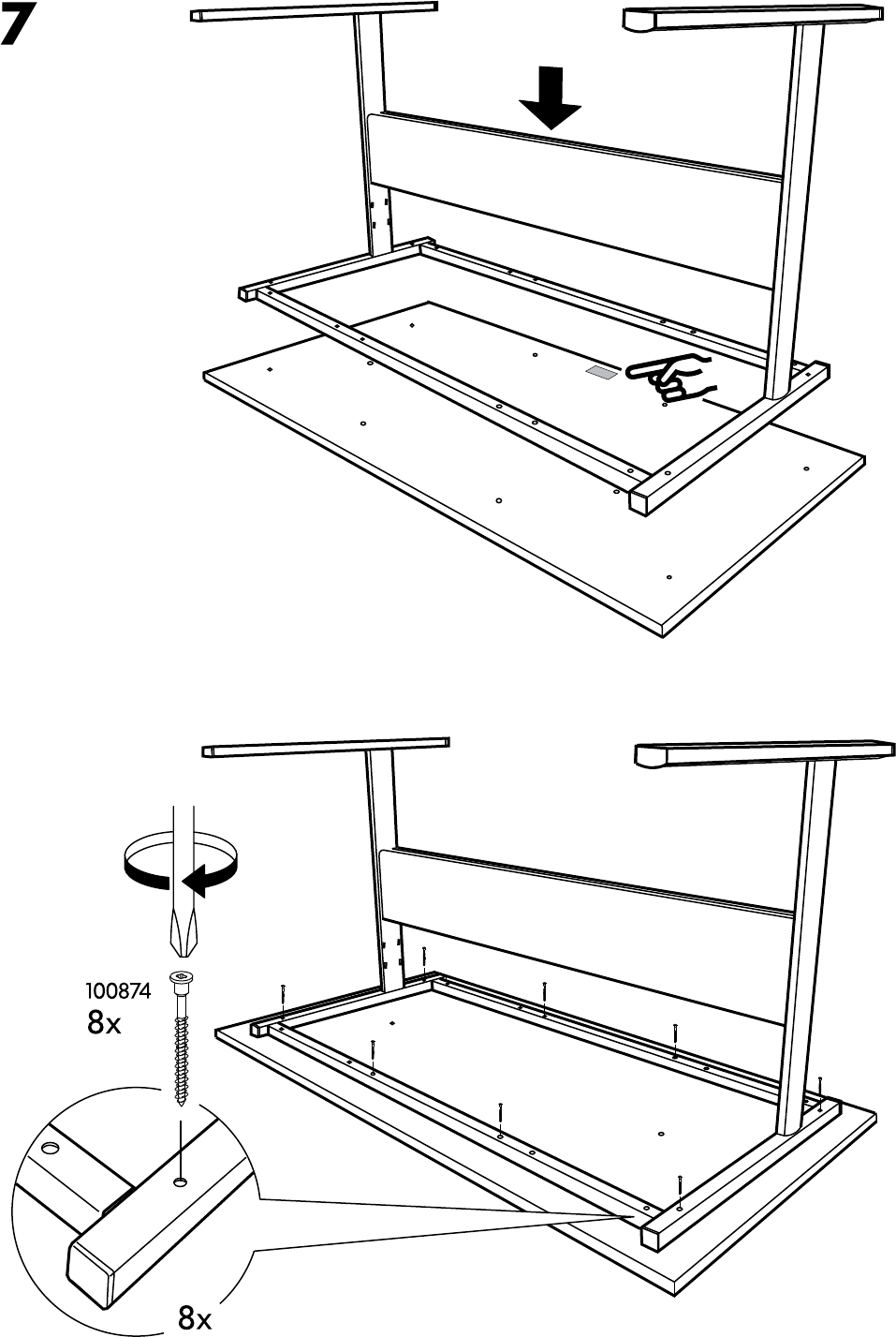 Handleiding Ikea Bureau 7 van 8) (Nederlands, Duits, Engels, Frans, Italiaans, Portugees, Spaans, Turks, Deens, Zweeds, Noors, Fins)