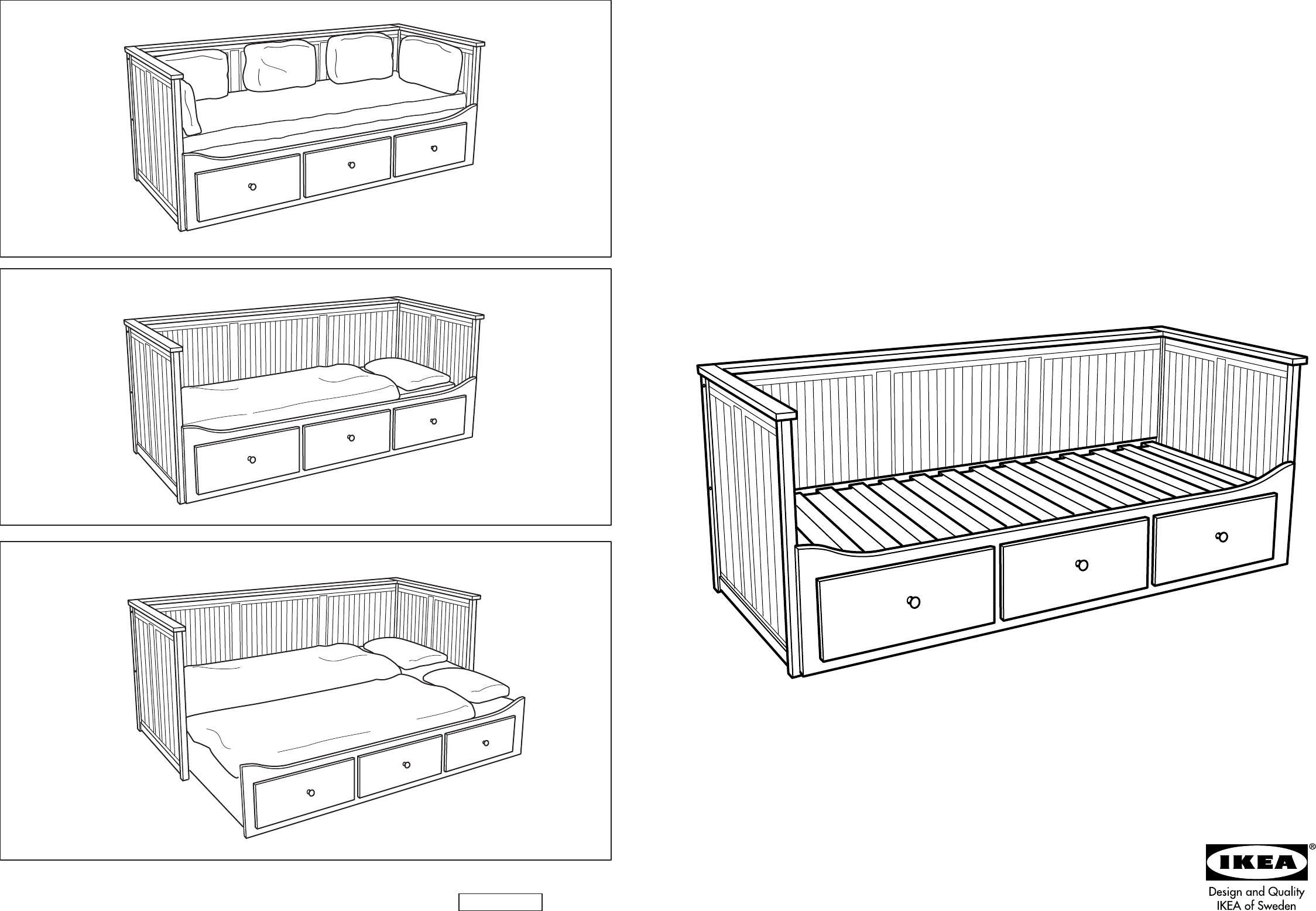 Handleiding Ikea Hemnes bedbank (pagina 1 van 12) (Nederlands, Duits, Engels, Frans, Italiaans, Portugees, Spaans, Deens, Zweeds, Noors,