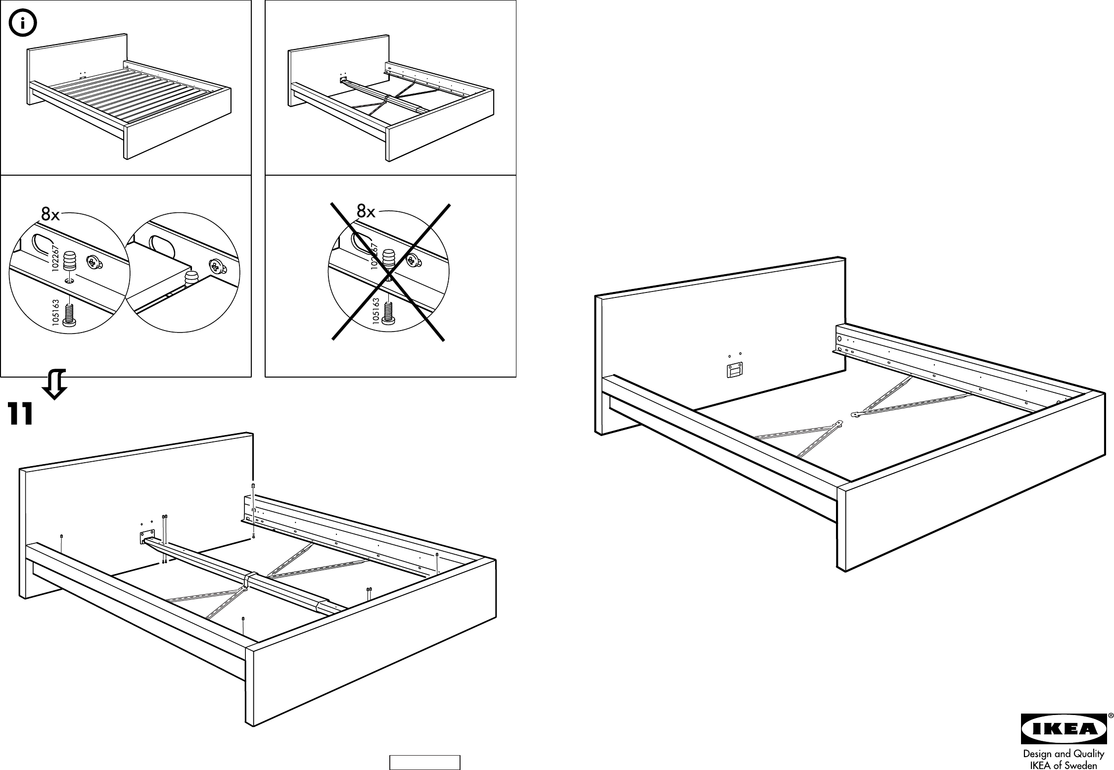 Handleiding Ikea Malm bedframe (pagina 1 van 6) (Nederlands, Duits, Engels, Frans, Italiaans, Portugees, Spaans, Deens, Zweeds, Noors, Fins)