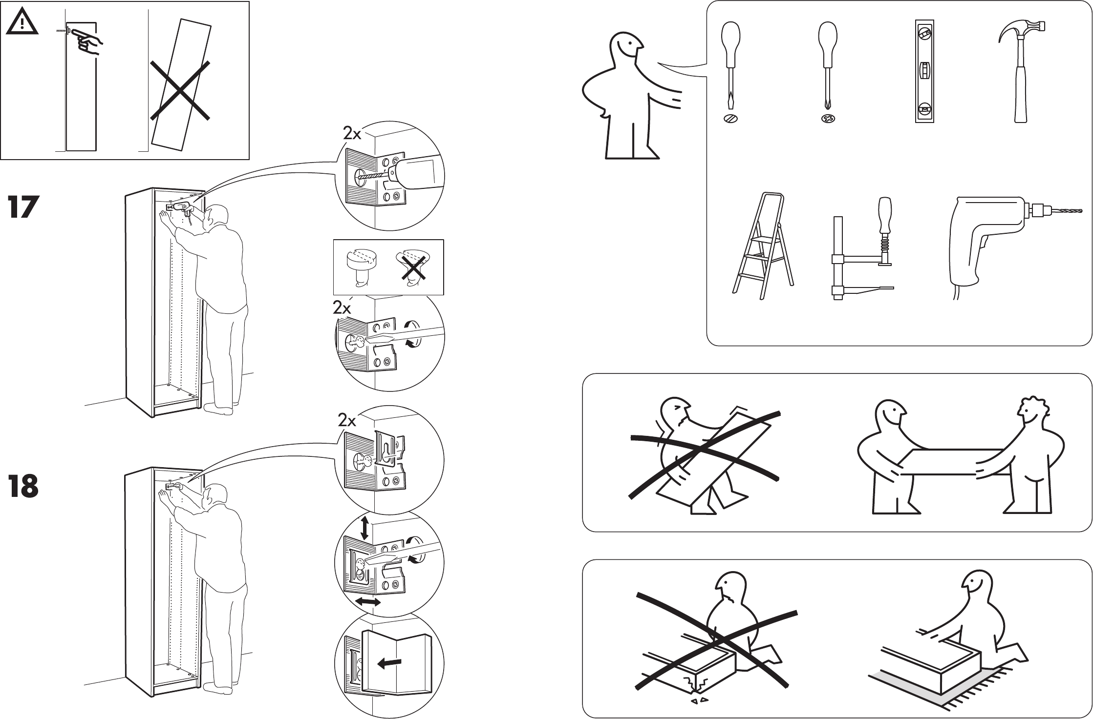 Economie Kelder Werkwijze Handleiding Ikea Pax garderobekast (pagina 4 van 12) (Nederlands, Duits,  Engels, Frans, Italiaans, Portugees, Spaans, Pools, Deens, Zweeds, Noors,  Fins)