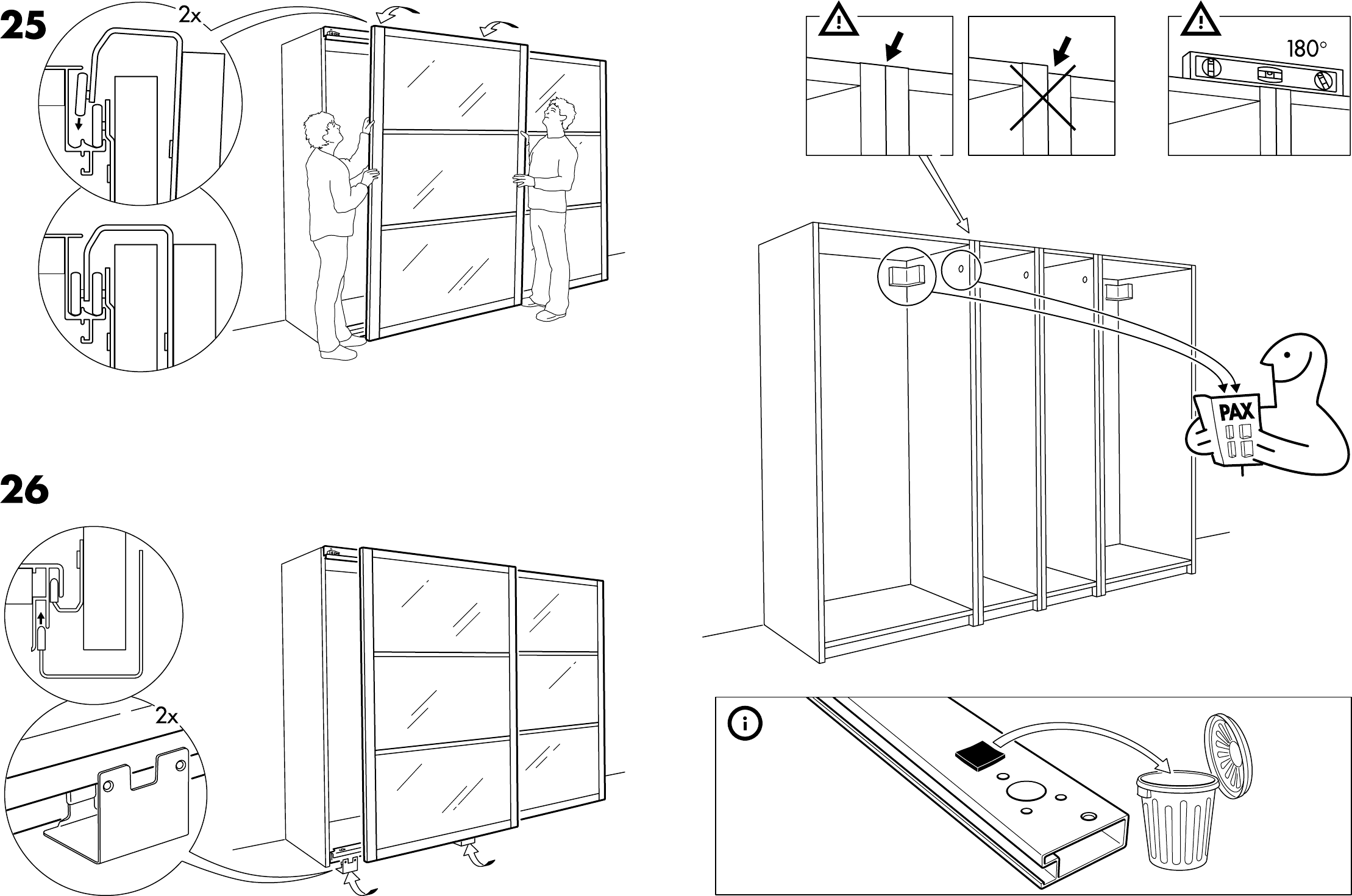 Handleiding Ikea stordal schuifdeuren (pagina 7 van (Nederlands, Deutsch, English, Français, Italiano, Português, Espanol, Polski, Dansk, Svenska, Norsk, Suomi)