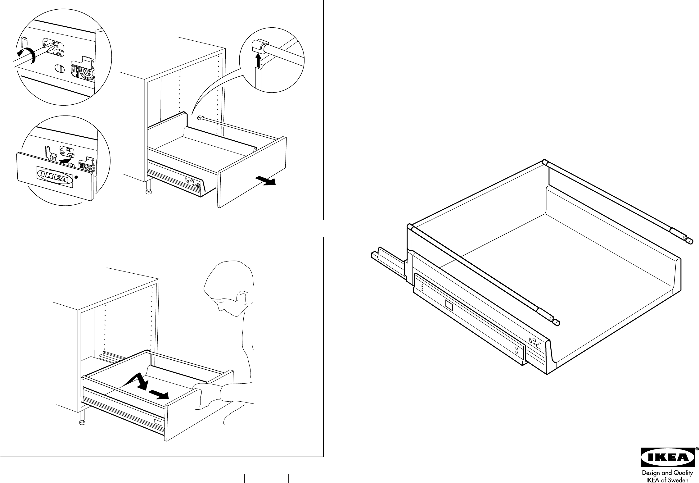 Handleiding Ikea Rationell accesoire lade (pagina 1 van 4) (Nederlands, Duits, Engels, Frans, Portugees, Spaans, Pools, Deens, Zweeds, Noors, Fins)