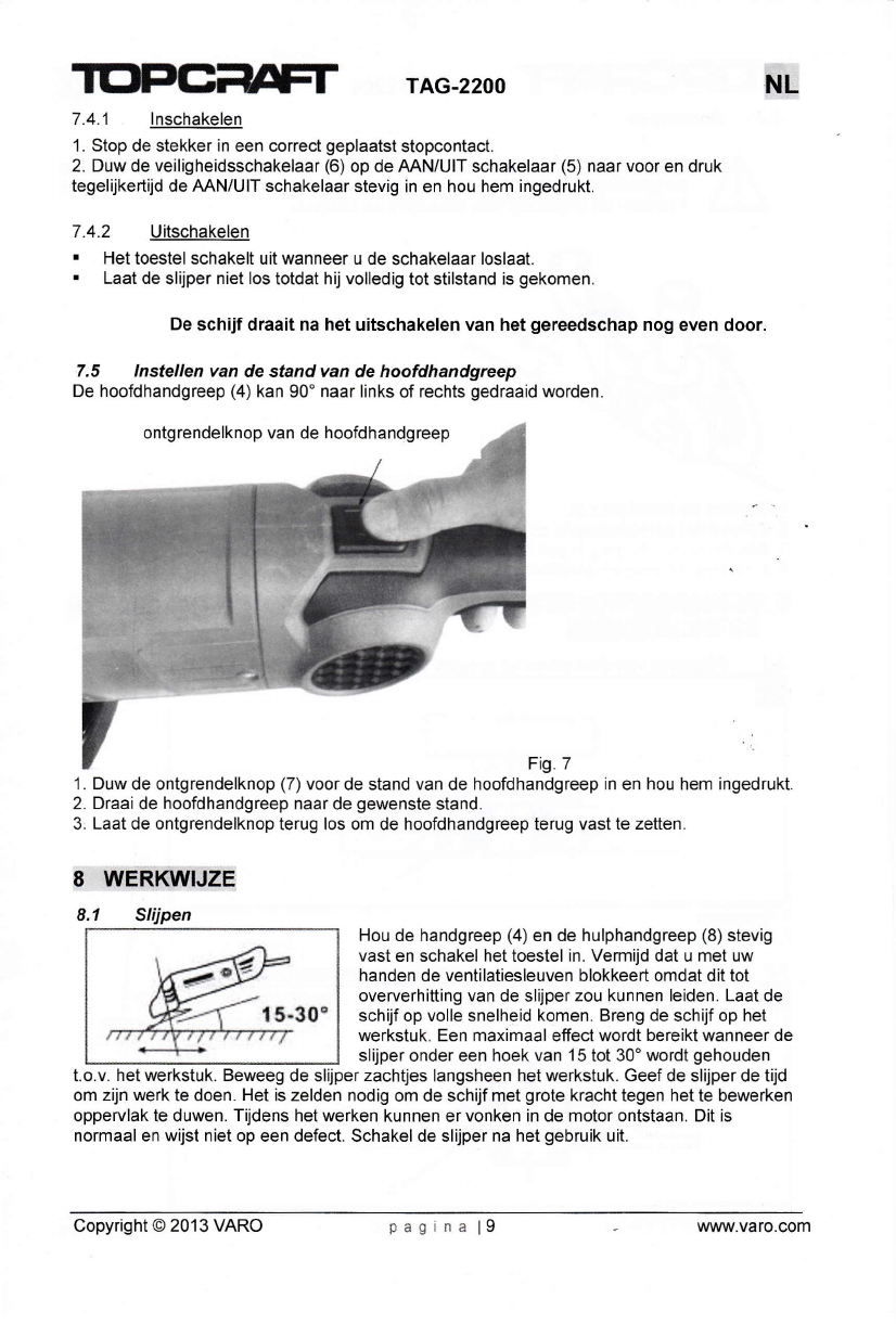 Onmiddellijk seksueel Maak leven Handleiding Topcraft Haakse slijper (pagina 13 van 20) (Nederlands)