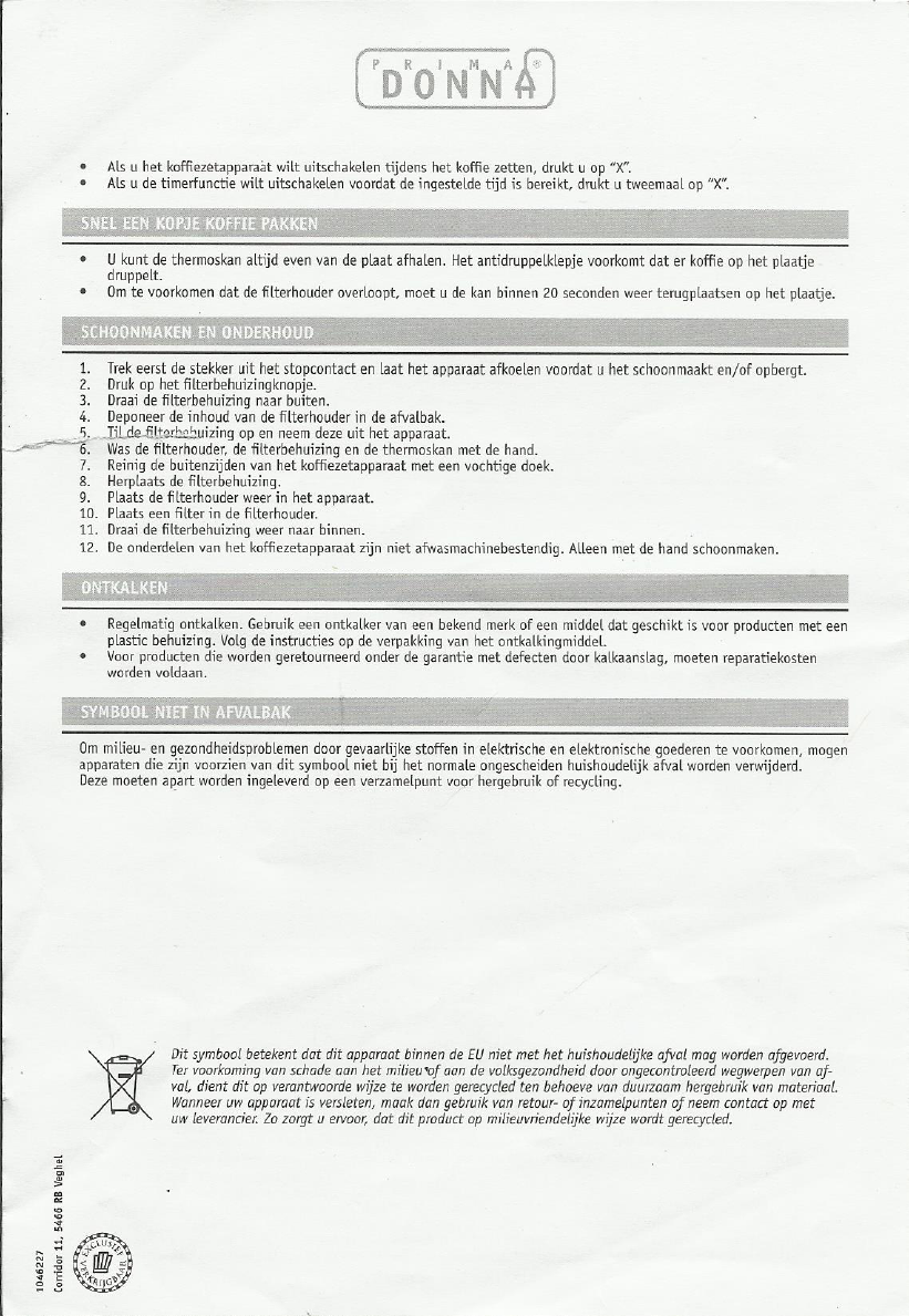 Smerig abces bovenste Handleiding Prima Donna Sligro (pagina 4 van 4) (Nederlands)