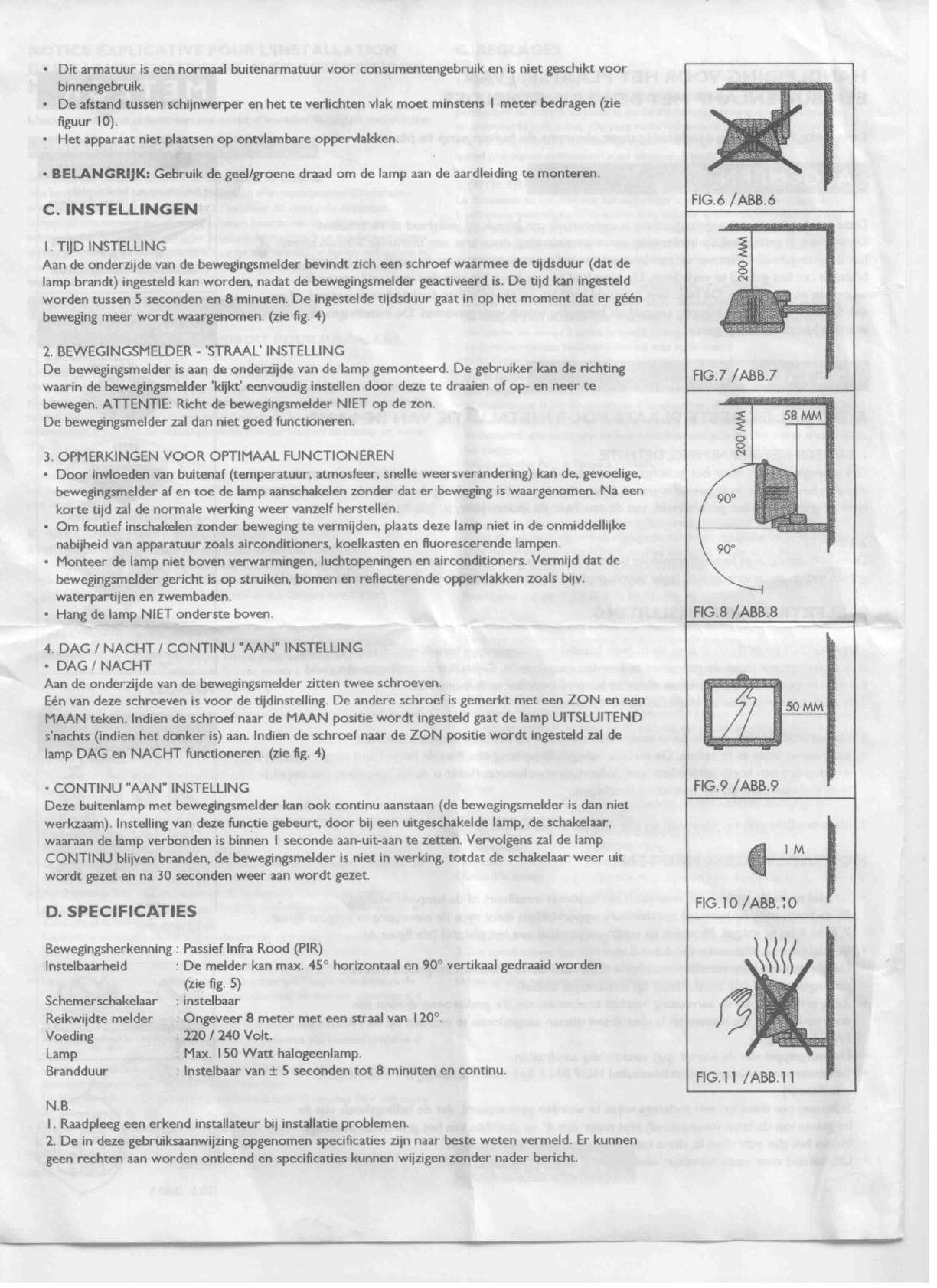 lancering verlangen Arthur Conan Doyle Handleiding Meteor Buitenlamp met bewegingsmelder (pagina 4 van 4)  (Nederlands, Deutsch, Français)