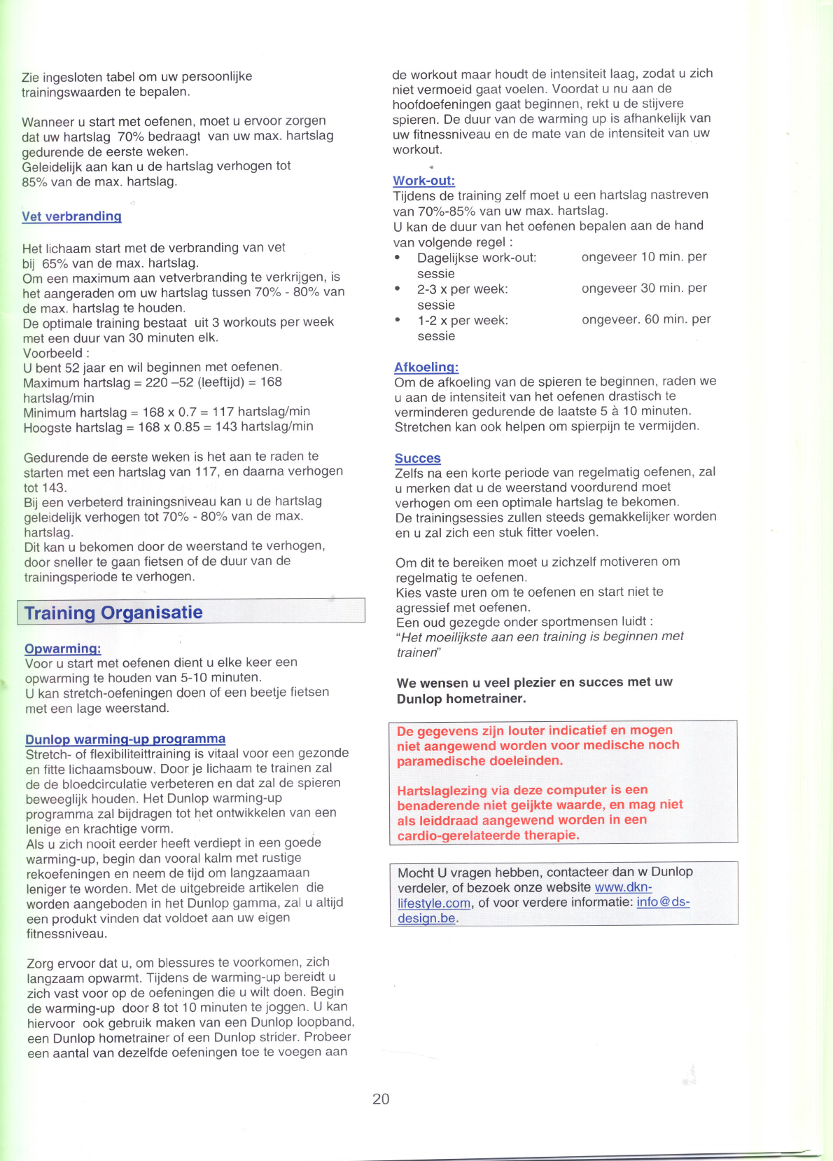 kleinhandel Afgeschaft Onafhankelijk Handleiding Dunlop CARDIO 410 (pagina 3 van 3) (Nederlands)