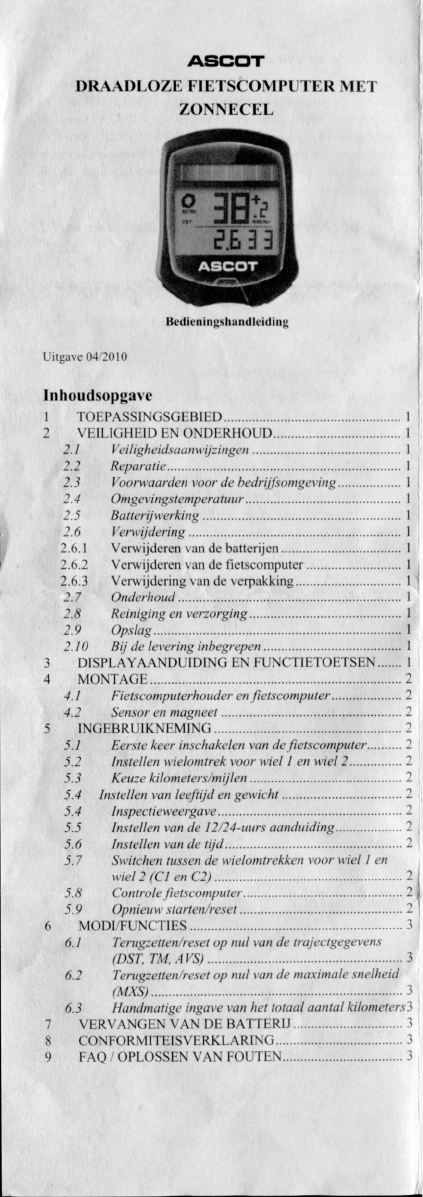 Handleiding Ascot Draadloze met zonnecel (pagina 1 van 12) (Nederlands)